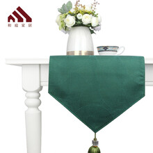 和庭家居桌旗北欧轻奢美式餐桌装饰布纯色长条茶几布中式玄关电视柜鞋柜盖布方巾床旗床尾巾 古兰-墨绿色 桌旗35*160CM