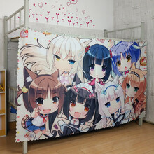 学生宿舍床帘下铺动漫男女寝室上铺物理强遮光加厚蚊帐二次元床幔花睡神 高1.2米A款巧克力一片 1.0m(3.3英尺)床