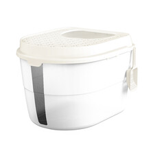 美卡 全封闭顶入式猫砂盆猫厕所 防外溅猫沙拉屎盆猫咪用品防带出 超大号 象牙白