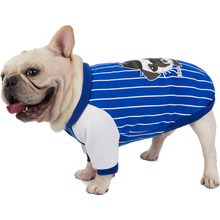 宠物狗狗衣服春秋款沙皮狗斗牛法斗京巴雪纳犬小型犬衣服胖狗狗小开衫 蓝—条纹  S码-胸围36CM(建议0~5斤)