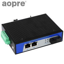 aopre欧柏互联 工业级光纤收发器交换机 单多模SC/FC/ST光电转换器 DIN导轨式网络光端机 百兆1光2电（T612F） SC接口-单模单纤B端