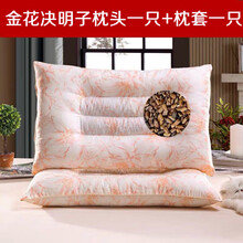 枕头单人双人决明子整头枕芯一对装带枕套家用护颈枕忱头 金花决明子枕头一只【送枕套】PP
