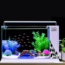宝贝故事 超白鱼缸侧滤 小型客厅玻璃鱼缸带侧滤鱼缸水族箱懒人鱼缸家用桌面鱼缸生态金鱼缸免换水 500缸造景套餐