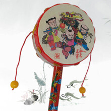 拔浪鼓 手摇拨浪鼓传统中国风材料耐敲打0-1岁宝宝婴儿视听玩具 红色二 万事如意