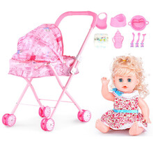 儿童玩具女孩过家家推车带娃娃洋娃娃宝宝婴儿小手推车女童公主 熊大铁车+小花+8件套
