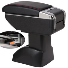 车奇缘扶手箱长安欧力威扶手箱欧力威X6扶手箱通用汽车扶手箱手扶箱配件双层储物置物箱加宽可升高带USB 双层升高款黑色红线(双层空间+升高加长+前后充电)