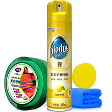 碧丽珠（Pledge）贴面实木家具瓷砖皮革护理蜡家具护理喷蜡清洁保养上光木质地板精油蜡 清新柠檬330ml+清洁膏260g