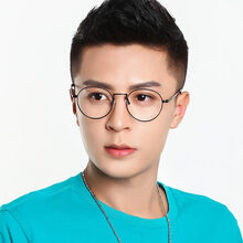 雷德蒙防辐射眼镜男女款圆框防蓝光电脑护目镜配近视眼睛韩版平光眼镜潮 9252 黑色框(送礼盒包装) 防蓝光镜片(无度数)