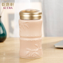 乾唐轩活瓷杯小竹报平安单层随身杯水杯杯子茶杯陶瓷杯 玫瑰粉 送双杯套+纳米杯刷