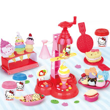 迪士尼小麦泥彩泥模具套装橡皮泥粘土玩具女孩过家家diy手工制作亲子互动 Hello Kitty扭扭雪糕机KT-8606