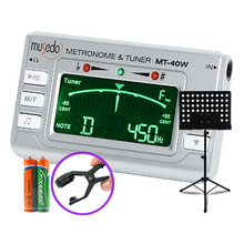 小天使 MT40W长笛/萨克斯/小号/笛子调音器 管乐专用校音器节拍器 【拍立减】MT40W银+拾音电池+谱架