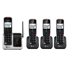 AT&T 美国at&t51102办公家用无线座机固话 一键扩音数字无绳电话机子母机单机 黑色一拖三中文版