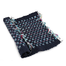 凯迪漫 多格漫爱猫手工毯 磨爪地垫猫睡垫猫窝编织猫垫 海军蓝格纹棉布 600mm*400mm