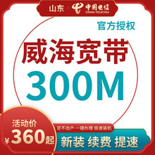 中国电信 山东威海电信宽带办理光纤直播200M300M包年包月新装缴续费提速非移动联通优惠活动 宽带(含设备) 12个月300M