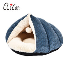 伊丽猫狗窝冬季睡袋封闭式猫咪睡垫蒙古包大号保暖幼犬猫屋猫床小型犬泰迪 雪尼尔三角猫窝【蓝色XL】