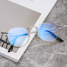 伽米力威 男防蓝光无度数金丝平面平光镜女电脑圆框近视眼睛复古眼镜 银色框（袋布）送0度防蓝光镜片