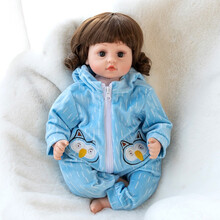 仿真婴儿洋娃娃会说话唱歌的智能软胶陪睡眠公仔玩偶大号感应可爱布娃娃儿童女孩公主玩具礼物 277猫头鹰款蓝色 礼盒+小鹿+对话+学舌充电版+换装衣服