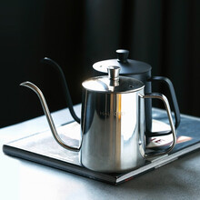 瓷彩美（CECEME）手冲咖啡细嘴壶304不锈钢滴漏式家用迷你挂耳长嘴细口咖啡壶 不锈钢有盖咖啡壶-600ML