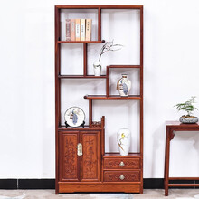 宗木府红木家具缅甸花梨（学名：大果紫檀）博古架实木中式多宝阁玄关柜隔断柜置物架层架茶叶架古董架书架 单个 长86*宽28*高186cm