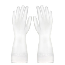 悦倪 洗碗手套女防水耐用夏季女家务厨房刷菜衣服橡胶皮薄款乳清洁手套 【1双】纯白 L码【大号】