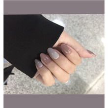 假指甲贴片穿戴式甲片可拆卸美甲成品摘带新娘学生长短款美甲贴片 灰卡其跳