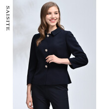 赛斯特2022年春季新款女装绵羊毛上衣短外套 G0205 深兰色 AM(160/84A)