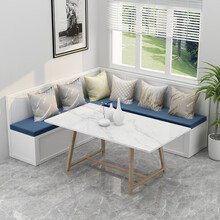 沐宣棠 转角卡座家用餐桌组合L型卡座沙发北欧客厅小户型储物沙发椅 定制 官方标配