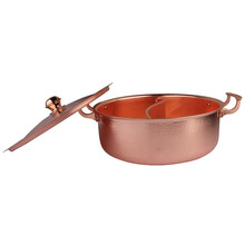 莱釜直身铜汤锅紫铜加厚火锅盆电磁炉燃气通用铜锅鸳鸯锅紫铜火锅纯铜老式老北京涮羊肉云南手工土火锅炖汤煲 30cm锤点鸳鸯（6-8人用）