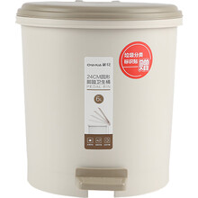 茶花（CHAHUA） 茶花垃圾桶脚踏垃圾筒 脚踏垃圾桶塑料厨房垃圾桶 大号小号带盖卫生间厕所家用 浅咖色 6L 中号