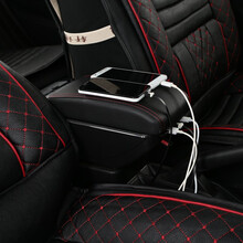 金杯新海狮S小海狮x30 t30 t32 t50 t52专用中央扶手箱面包车箱货配件改装 【智能款】双层升高伸长7USB充电款 黑色 T30 T32 T50 T52单排双排小卡