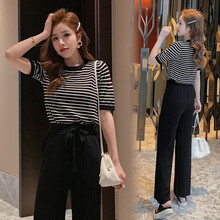 韵暖香 哺乳装外出时尚两件套装夏季辣妈款产后母乳上衣外穿连衣裙喂奶期衣服潮妈春秋款 黑色套装 M