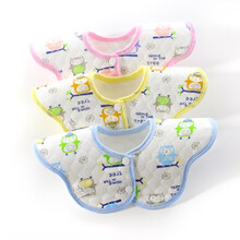 婴儿纱布毛巾宝宝洗脸巾洗屁屁巾喂奶巾洗澡浴巾鼻涕巾隔奶水隔口水巾新生婴儿童用品小方巾手帕洗澡 防水纱布360旋转围嘴3条装