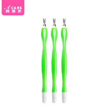 阿嚓热 死皮叉清理指甲去角质V形死皮推修甲美甲工具 绿色长柄3支