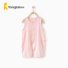 童泰夏季婴儿衣服1-12月男女宝宝无袖开裆短哈衣 粉色 59cm
