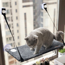 PET PRODUCTS K&H 吸盘猫咪吊床 秋冬绒面可拆洗宠物猫窝 睡觉玩耍看风景猫吊床 含架子-单层-薄棉