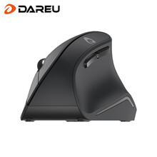 达尔优 LM108垂直竖立鼠标 握式侧卧立式鼠标 人体工学无线 蓝牙办公便携鼠标苹果笔记本电脑 无线-黑色鼠标