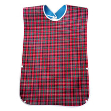 老年人吃饭围兜免洗吃饭围兜老人围嘴饭兜防水食饭兜老年人口水巾防漏可洗大号 红色 红色格子