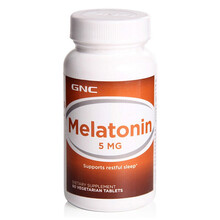美国原装健安喜GNC维生素B6褪黑素片改善睡眠 进口脑白金美乐通宁退黑素助眠保健品 5MG60粒*1瓶