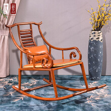 比艺 红木家具缅甸花梨（学名：大果紫檀）新中式实木摇椅躺椅家用客厅逍遥椅仿古老人椅休闲椅摇摇椅大人 摇椅尺寸：68*116*94（cm）