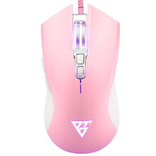 沃野有线游戏鼠标静音台式电脑笔记本家用办公外接机械宏编程自定义外设 T6竞技宏编程游戏鼠标樱花粉（静音版）