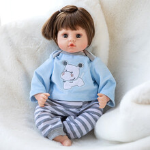 仿真婴儿洋娃娃会说话唱歌的智能软胶陪睡眠公仔玩偶大号感应可爱布娃娃儿童女孩公主玩具礼物 277小狗款蓝色 礼盒+小鹿+感应款充电版+换装衣服