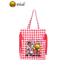 小黄鸭格纹妈咪包单肩包手提包托特包抽绳丝带2020新款bduck 格纹单肩包