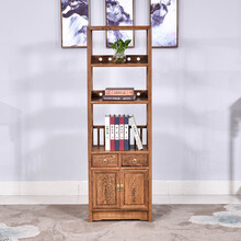 寻古红木家具非洲鸡翅木（学名：非洲崖豆木）茶水柜实木置物架新中式厨房储物柜玄关柜碗碟柜电视柜边茶叶柜 单个：长48*宽32*高148cm