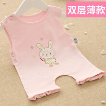 新款宝宝纯棉肚兜兜婴儿背心式连腿护肚围儿童小孩加厚睡觉春秋冬季 粉色双层薄款 59cm(59码建议0-3个月)