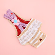 狗狗生理裤姨妈巾    狗狗生理裤女狗柯基泰迪小狗卫生巾法斗小型犬防交配内裤大姨妈裤 黄白条纹 14号腰围38至43cm(参考体重8至12斤)