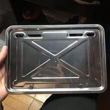 适用于不锈钢摩托车后牌照架牌照框本田铃木雅马哈通用摩托车后车牌架 带磁不锈钢后牌X