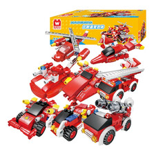 奥迪双钻消防车警车工程车小颗粒积木礼盒8只装（拼装玩具男孩女孩益智儿童玩具兼容乐高） HA385601 多功能救援消防车