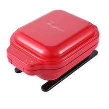 杰滋轻食机早餐机三明治定时家用小型多功能压烤机华夫饼 红色（标配+华夫饼盘）