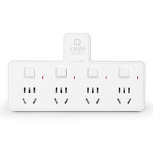 七度品尚一转一转多插排插座转换插座带开关转换器无线防雷智能USB扩展插头 30544F(一转四防雷) 儿童保护门
