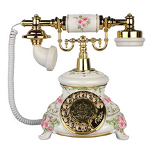 金顺迪 JSD001/好运来 仿古电话机复古老式家用座机 无线插卡移动联通电信固话座机 金白色旋转款(插3G联通移动手机卡)